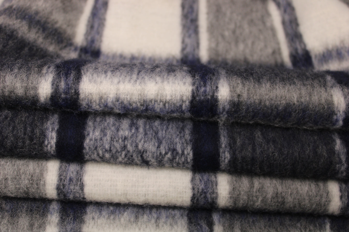 Tissu lainage - à carreaux - gris, écru et bleu marine - photo 2/5 | So Tissus