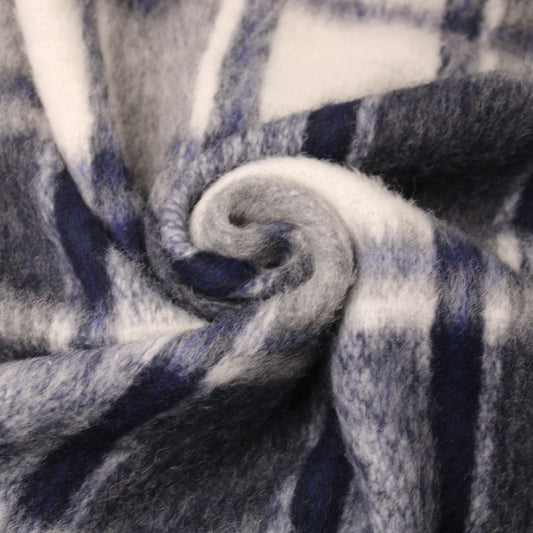 Tissu lainage - à carreaux - gris, écru et bleu marine - photo 1/5 | So Tissus