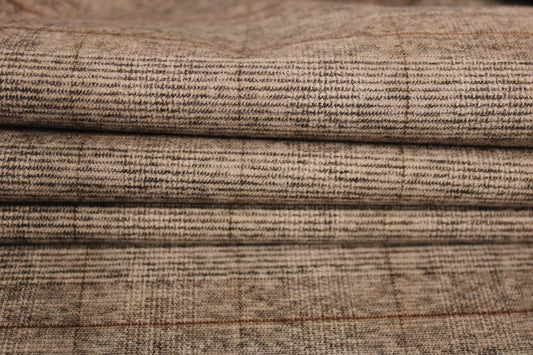 Tissu flanelle viscose - à carreaux - ton gris beige et marron - photo 2/5 | So Tissus