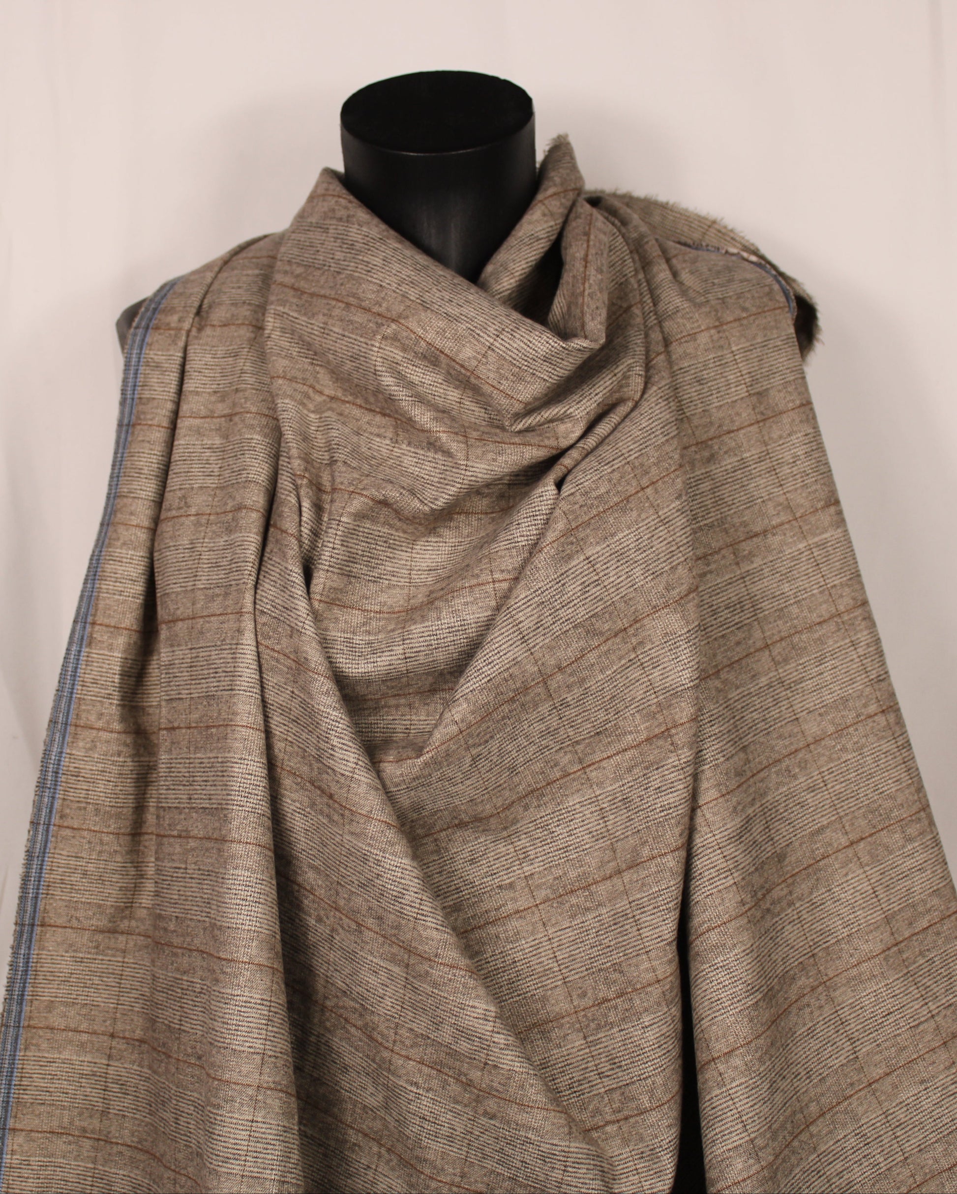 Tissu flanelle viscose - à carreaux - ton gris beige et marron - photo 4/5 | So Tissus