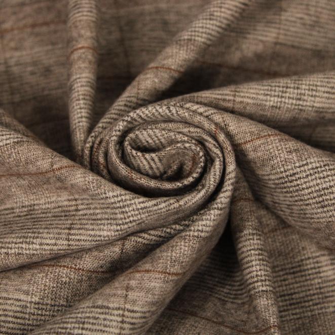 Tissu flanelle viscose - à carreaux - ton gris beige et marron - photo 1/5 | So Tissus