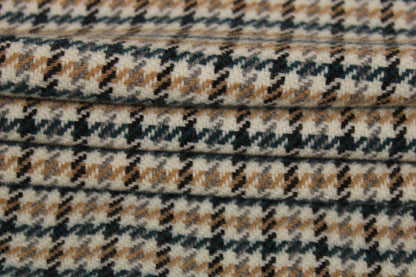 Tissu lainage - pied de poule - écru, beige, bleu, gris et noir - photo 2/5 | So Tissus