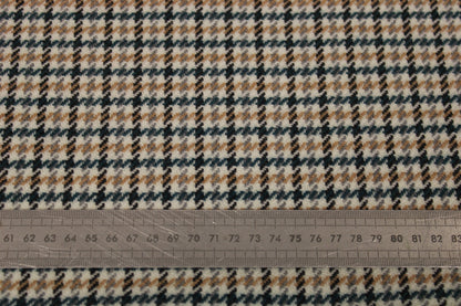 Tissu lainage - pied de poule - écru, beige, bleu, gris et noir - photo 5/5 | So Tissus