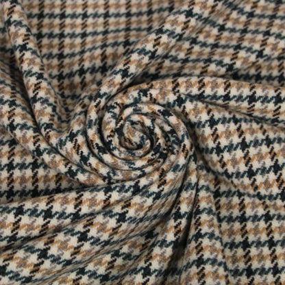 Tissu lainage - pied de poule - écru, beige, bleu, gris et noir - photo 1/5 | So Tissus