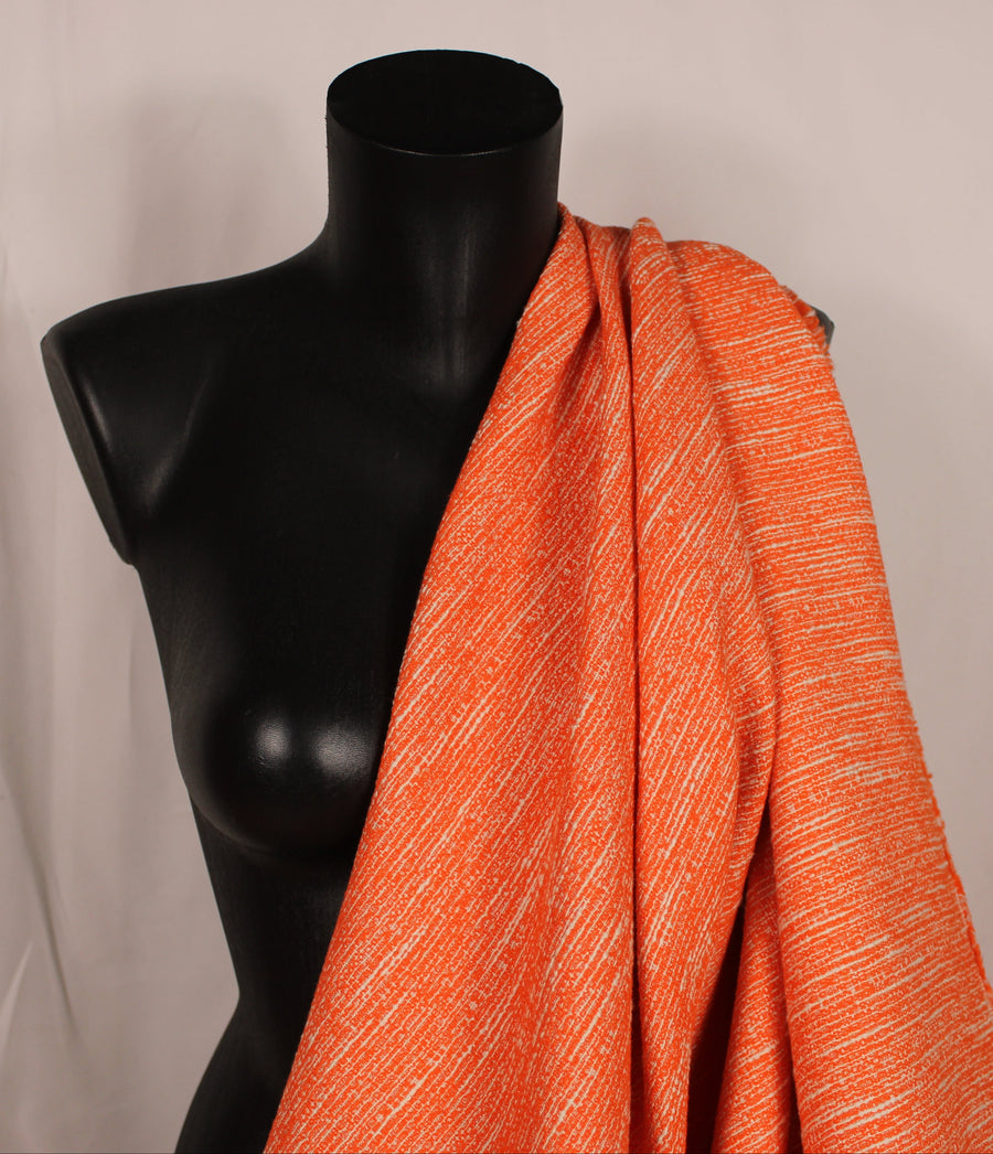 Tissu brocart - orange et blanc