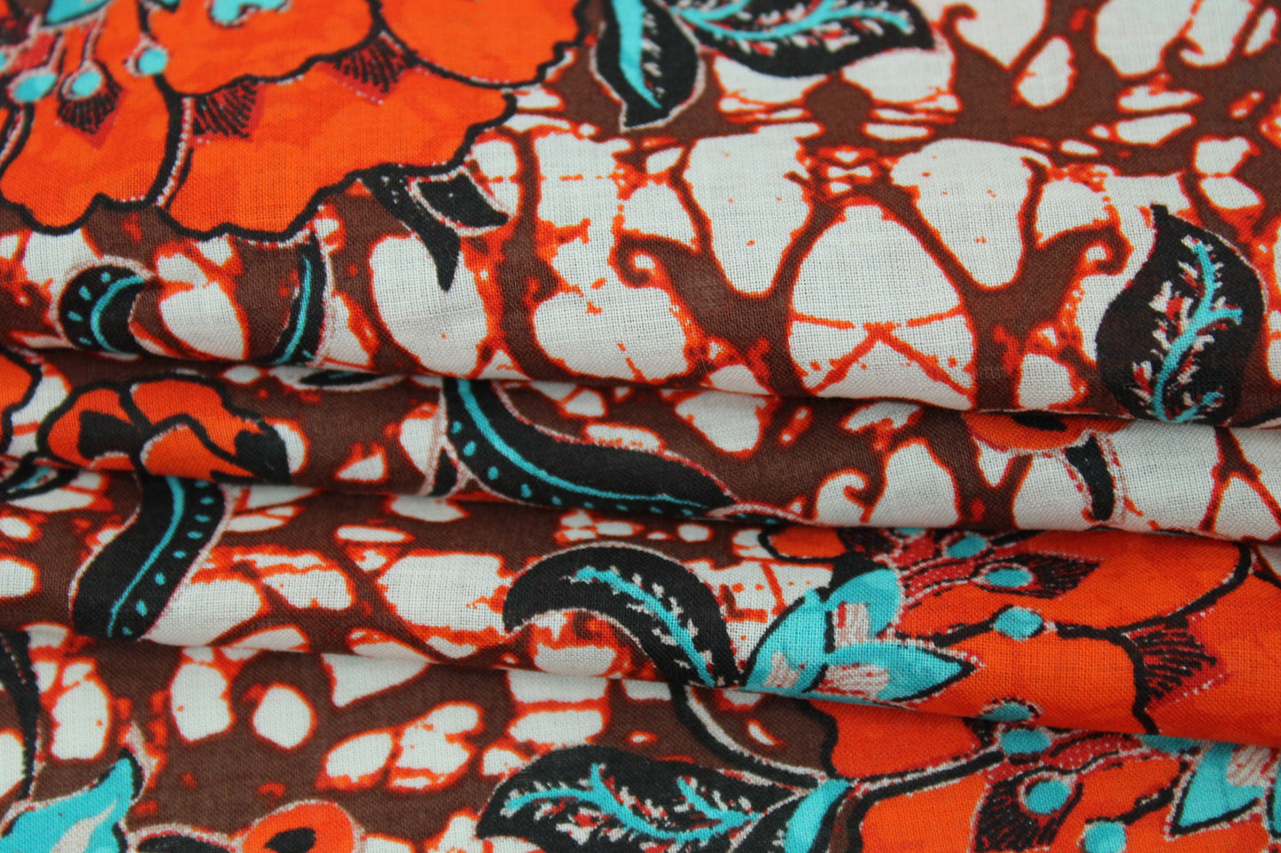 Tissu voile de coton - imprimé grosses fleurs - ton orange - photo 2/4 | So Tissus