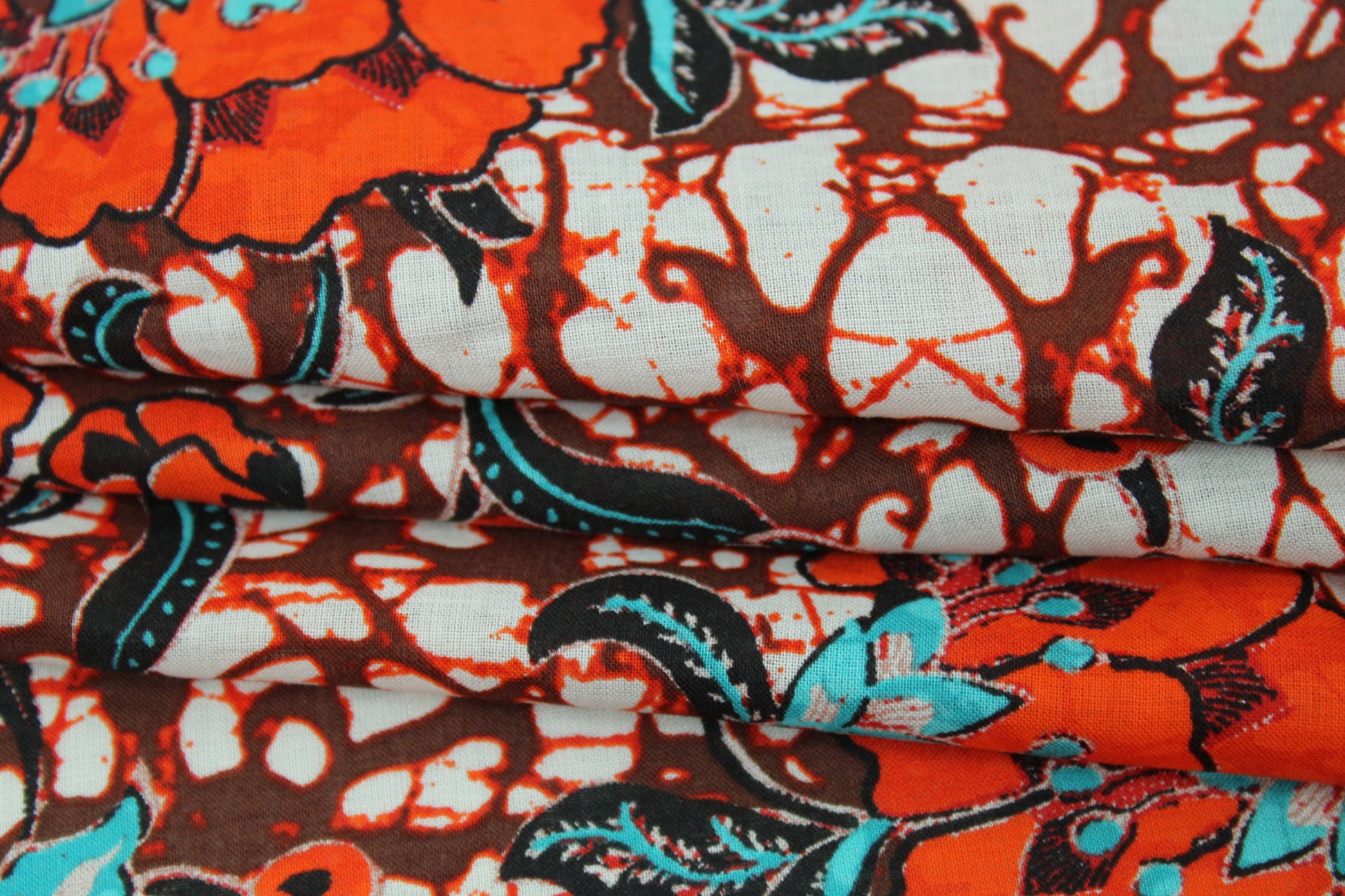Tissu voile de coton - imprimé grosses fleurs - ton orange - photo 2/4 | So Tissus
