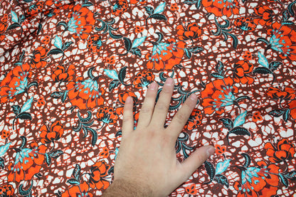 Tissu voile de coton - imprimé grosses fleurs - ton orange - photo 4/4 | So Tissus