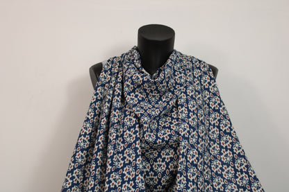 Tissu viscose - imprimé fleurs abstraites - ton bleu pétrole - photo 4/5 | So Tissus