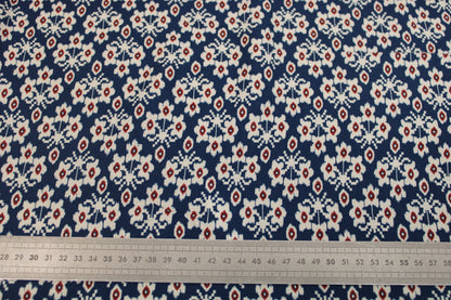 Tissu viscose - imprimé fleurs abstraites - ton bleu pétrole - photo 5/5 | So Tissus