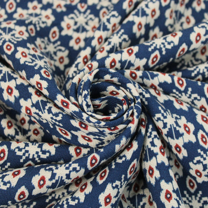 Tissu viscose - imprimé fleurs abstraites - ton bleu pétrole - photo 1/5 | So Tissus