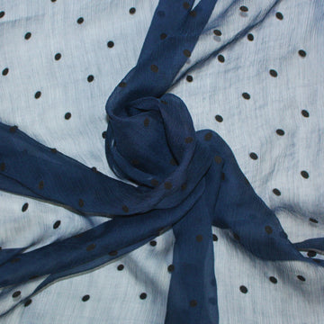So Tissus - Tissu mousseline de soie - bleu marine àpois noirs | Bennytex | Mondial Tissus | Cousette | Tissus de rêve | Tissus.net