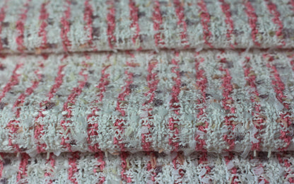 Tissu tweed coton - rayures blanches et roses | Bennytex | Mondial Tissus | Cousette | Tissus de rêve | Tissus.net