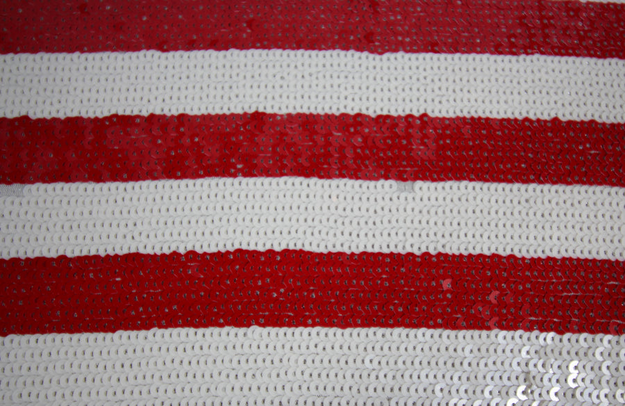 Tissu paillette - à rayures rouges et blanches | Bennytex | Mondial Tissus | Cousette | Tissus de rêve | Tissus.net