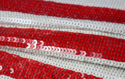 Tissu paillette - à rayures rouges et blanches | Bennytex | Mondial Tissus | Cousette | Tissus de rêve | Tissus.net