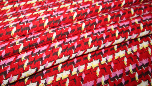 Tissu tweed coton - à carreaux rouges | Bennytex | Mondial Tissus | Cousette | Tissus de rêve | Tissus.net