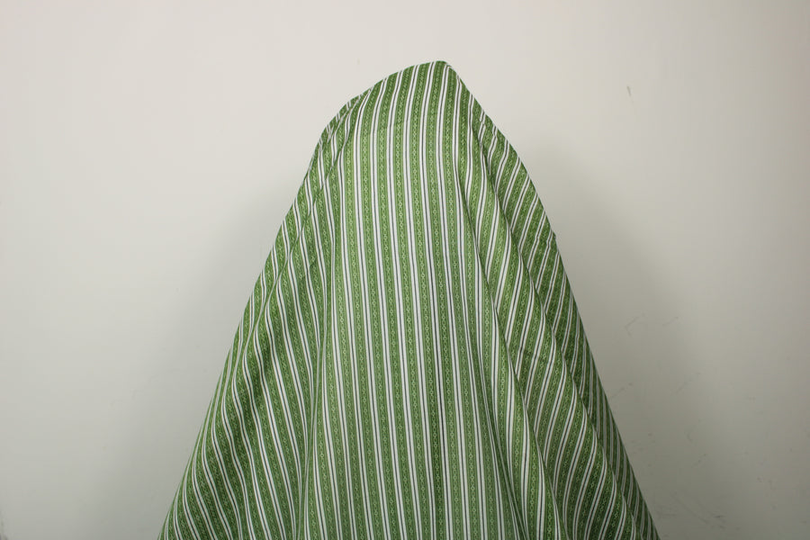 Tissu voile de coton - imprimé rayé - ton vert et blanc
