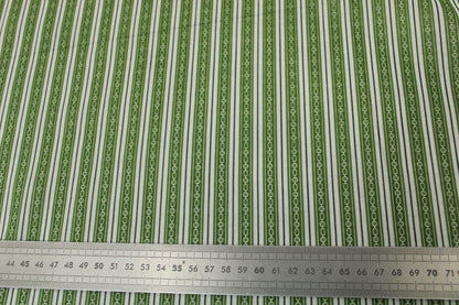 Tissu voile de coton - imprimé rayé - ton vert et blanc - photo 3/5 | So Tissus