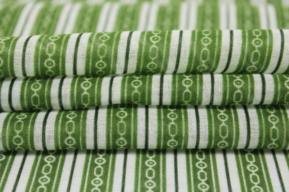 Tissu voile de coton - imprimé rayé - ton vert et blanc - photo 2/5 | So Tissus