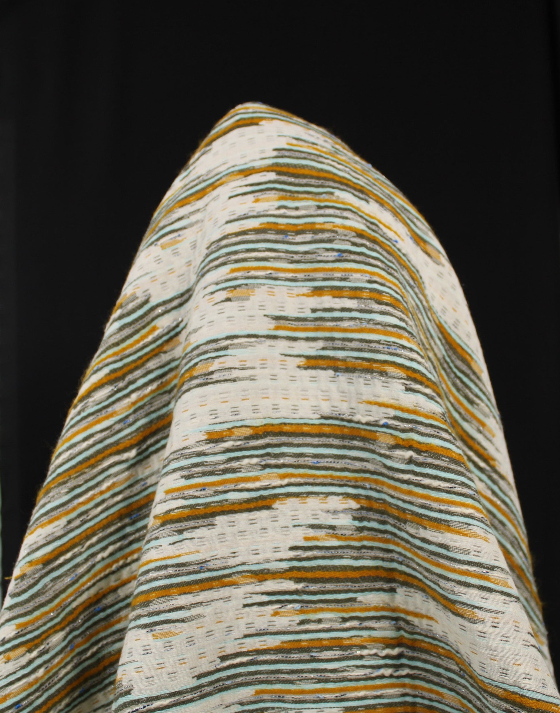 Tissu brocart motif tacheté - écru, jaune et bleu ciel - photo 5/5 | So Tissus
