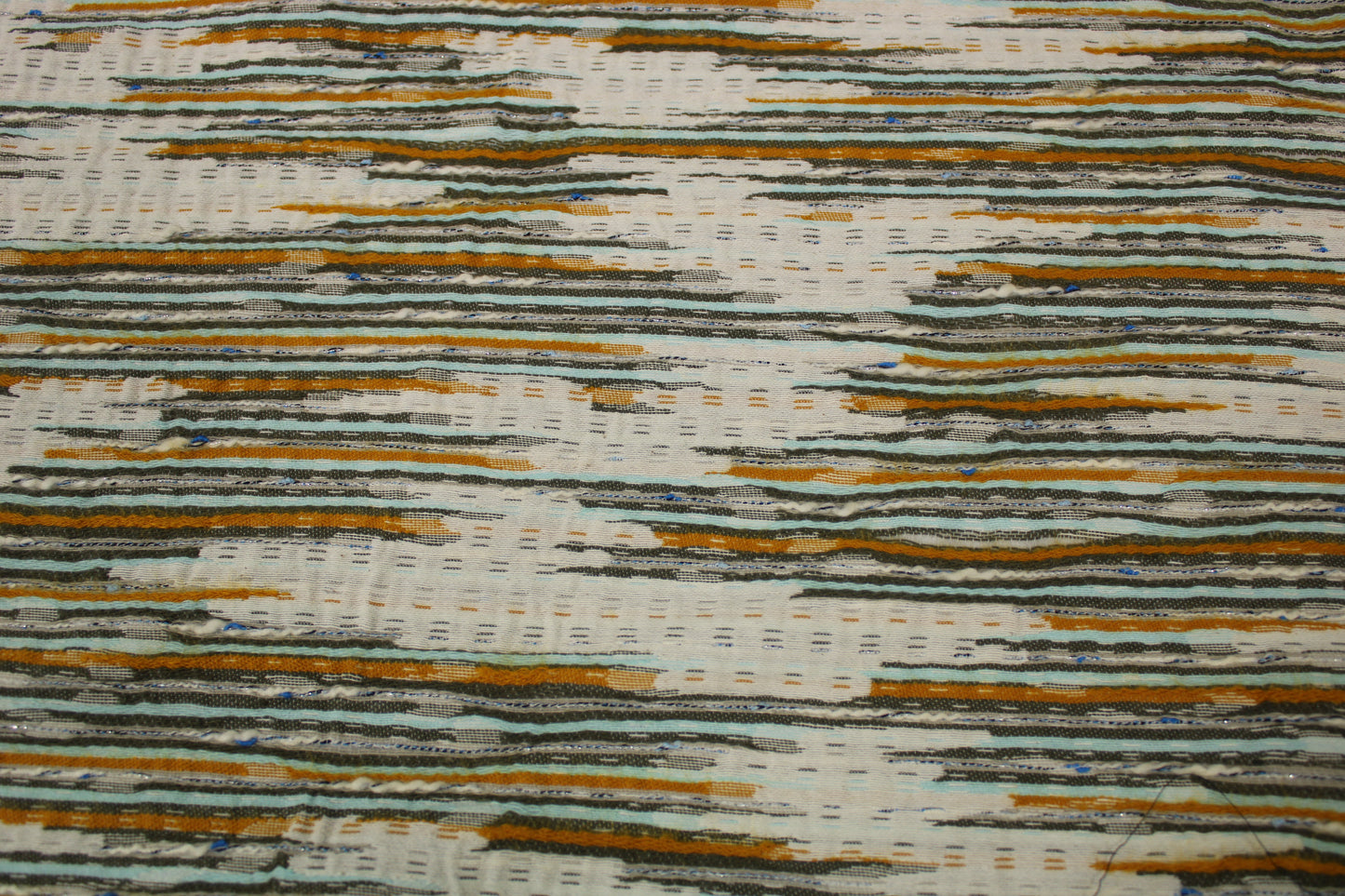 Tissu brocart motif tacheté - écru, jaune et bleu ciel - photo 4/5 | So Tissus