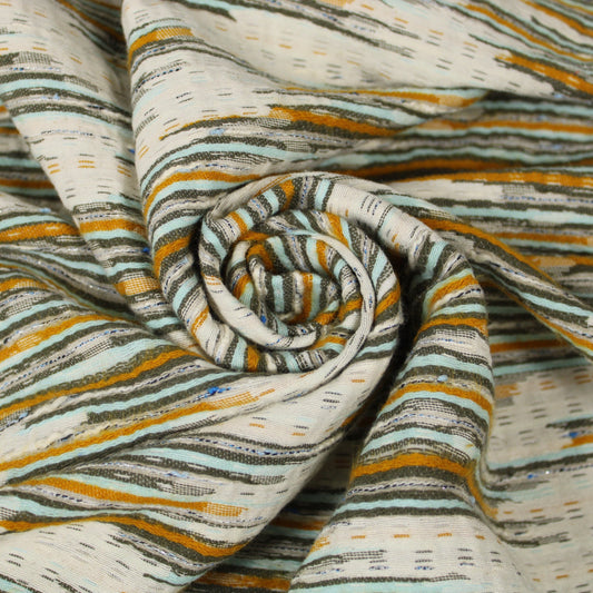 Tissu brocart motif tacheté - écru, jaune et bleu ciel - photo 1/5 | So Tissus