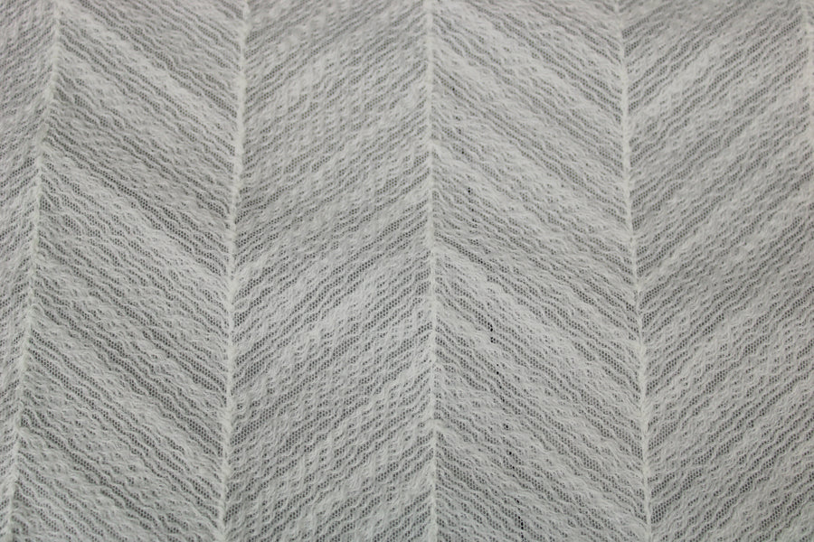 Tissu tulle brodé à motif chevron - blanc