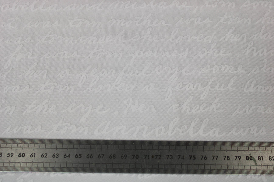 Tissu maille - imprimé écriture - blanc