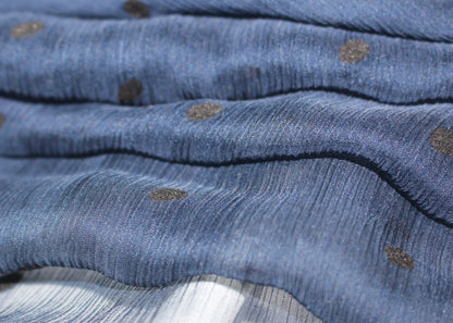 So Tissus - Tissu mousseline de soie - bleu marine àpois noirs | Bennytex | Mondial Tissus | Cousette | Tissus de rêve | Tissus.net