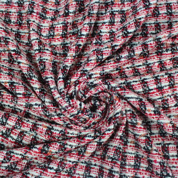 So Tissus - Tissu tweed de laine - à carreaux - ton blanc rouge et noir | Bennytex | Mondial Tissus | Cousette | Tissus de rêve | Tissus.net