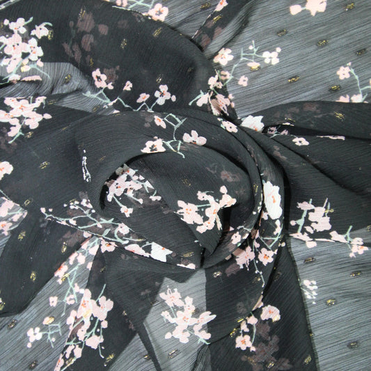 Tissu mousseline crêpe georgette polyester - imprimé fleuri | Bennytex | Mondial Tissus | Cousette | Tissus de rêve | Tissus.net