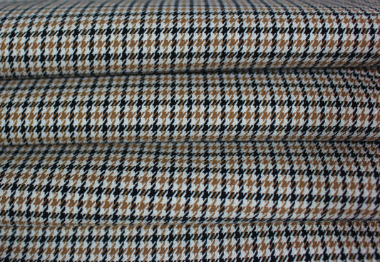 So Tissus - Tissu gabardine coton - imprimé pied de poule - noir blanc et beige | Bennytex | Mondial Tissus | Cousette | Tissus de rêve | Tissus.net