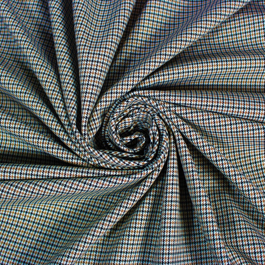 So Tissus - Tissu gabardine coton - imprimé pied de poule - noir blanc et beige | Bennytex | Mondial Tissus | Cousette | Tissus de rêve | Tissus.net
