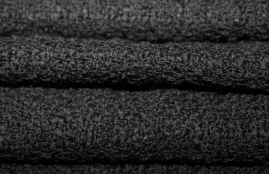 Coupon de 1,9 mètre - tweed de laine - noir - photo 2/4 | So Tissus