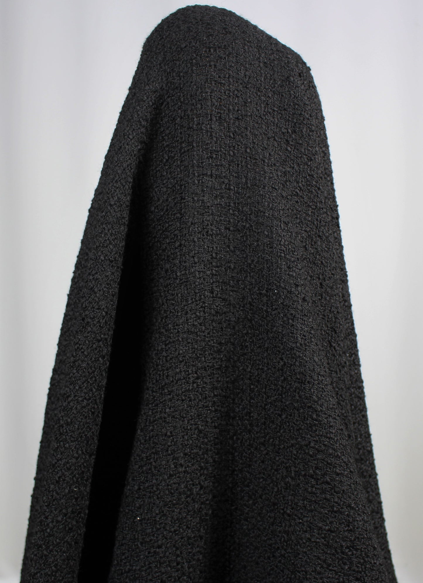 Coupon de 1,9 mètre - tweed de laine - noir - photo 3/4 | So Tissus