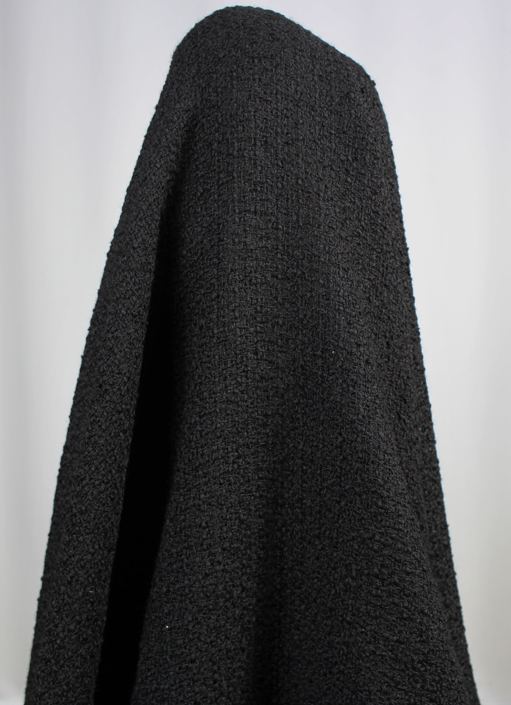 Coupon de 1,9 mètre - tweed de laine - noir - photo 3/4 | So Tissus