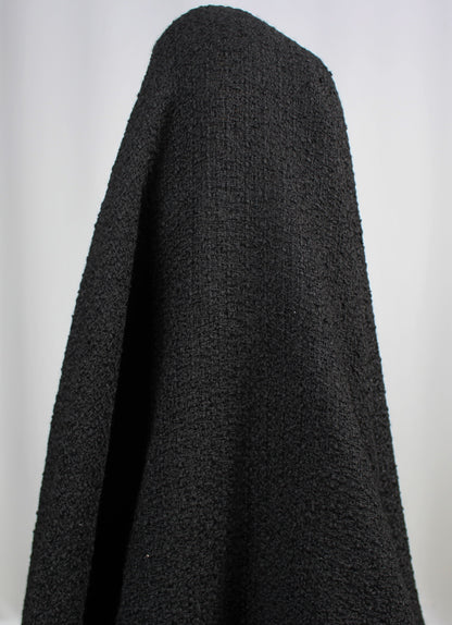 Coupon de 1,9 mètre - tweed de laine - noir - photo 3/4 | So Tissus