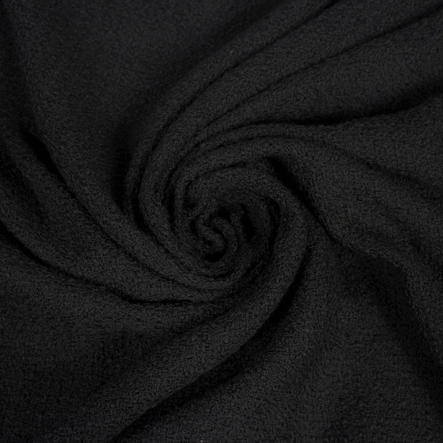 Coupon de 1,9 mètre - tweed de laine - noir - photo 1/4 | So Tissus