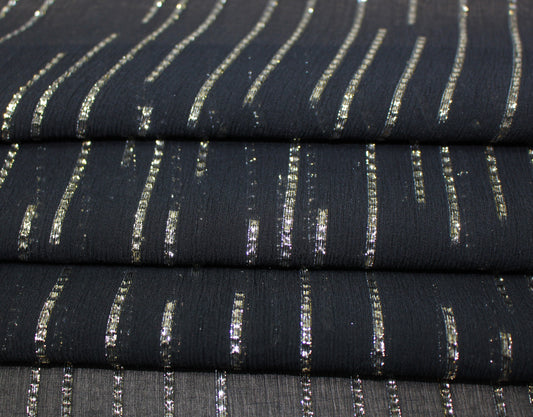 Tissu mousseline de soie - noir et doré - photo 2/4 | So Tissus