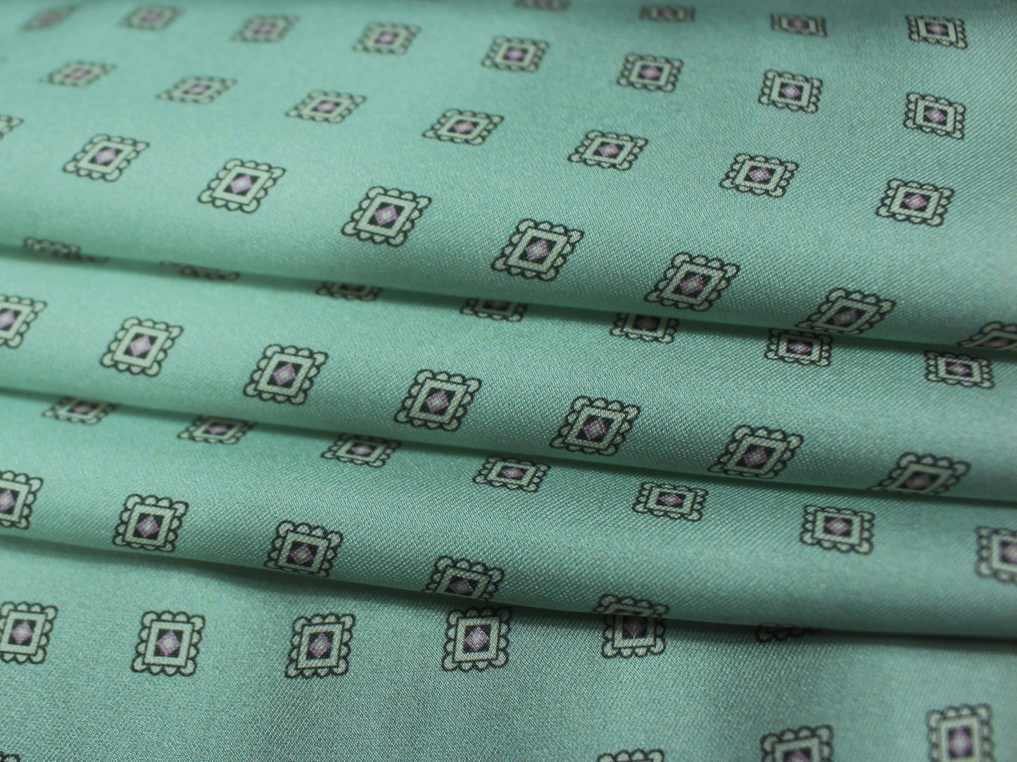Tissu twill polyester imprimé petit carré - vert d'eau - photo 2/4 | So Tissus