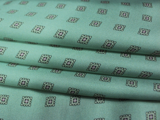 Tissu twill polyester imprimé petit carré - vert d'eau - photo 2/4 | So Tissus