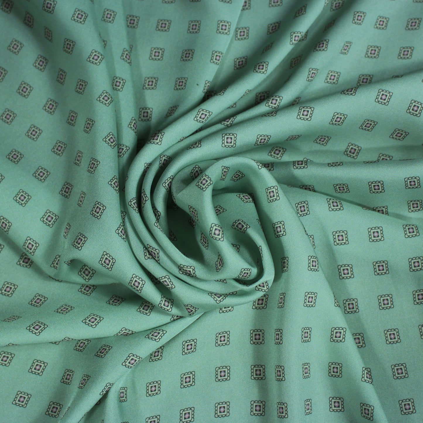 Tissu twill polyester imprimé petit carré - vert d'eau - photo 1/4 | So Tissus