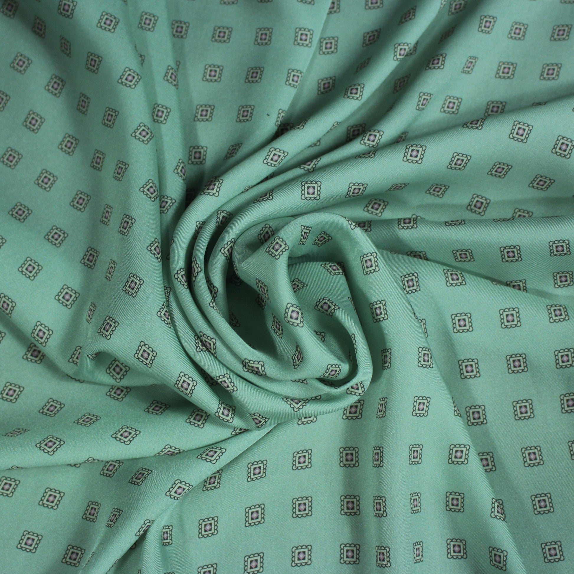 Tissu twill polyester imprimé petit carré - vert d'eau - photo 1/4 | So Tissus