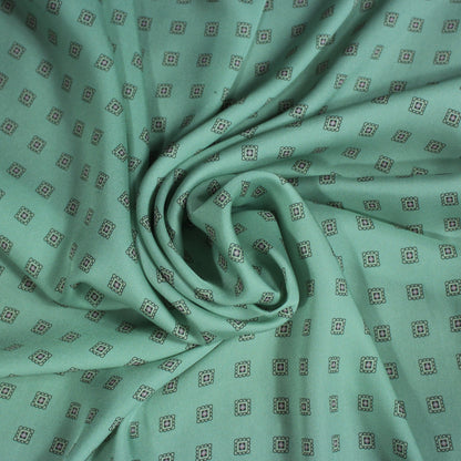 Tissu twill polyester imprimé petit carré - vert d'eau - photo 1/4 | So Tissus