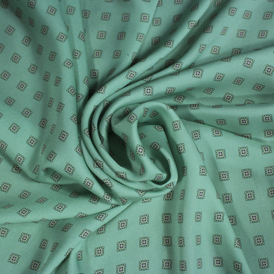 Tissu twill polyester imprimé petit carré - vert d'eau - photo 1/4 | So Tissus