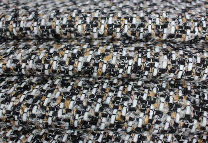 Coupon de 1,5 mètre - tweed de laine - beige noir et blanc - photo 2/5 | So Tissus
