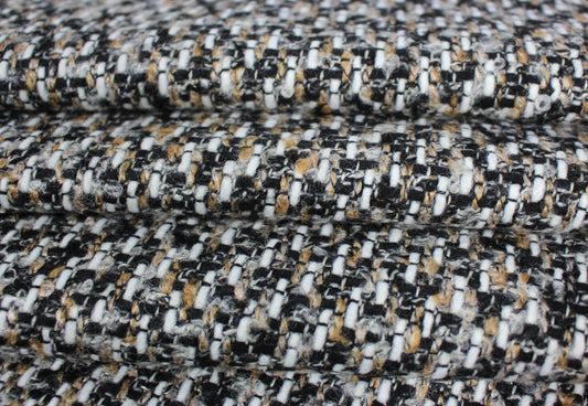 Coupon de 1,5 mètre - tweed de laine - beige noir et blanc - photo 2/5 | So Tissus