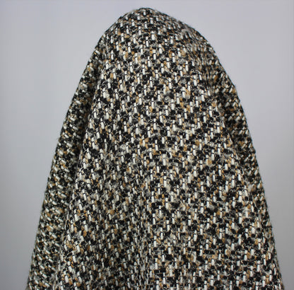 Coupon de 1,5 mètre - tweed de laine - beige noir et blanc - photo 3/5 | So Tissus