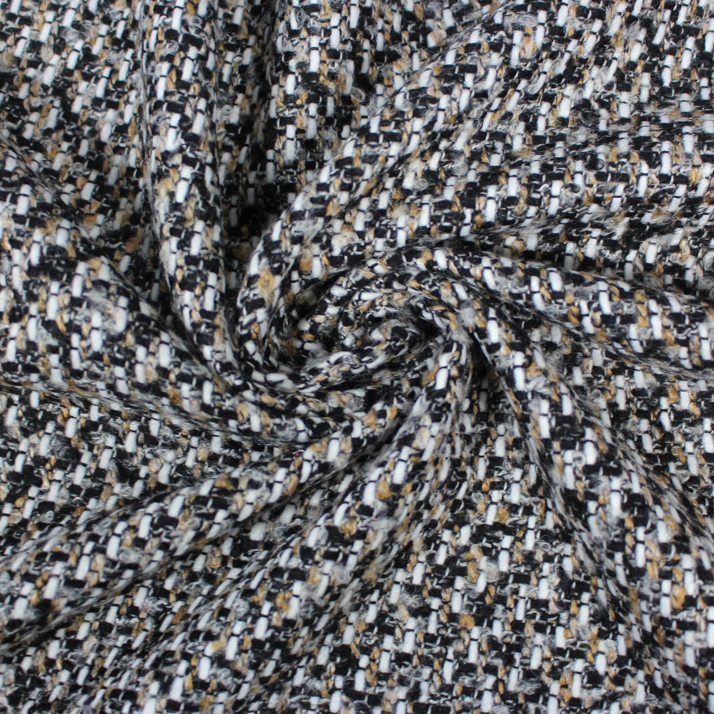 Coupon de 1,5 mètre - tweed de laine - beige noir et blanc - photo 1/5 | So Tissus