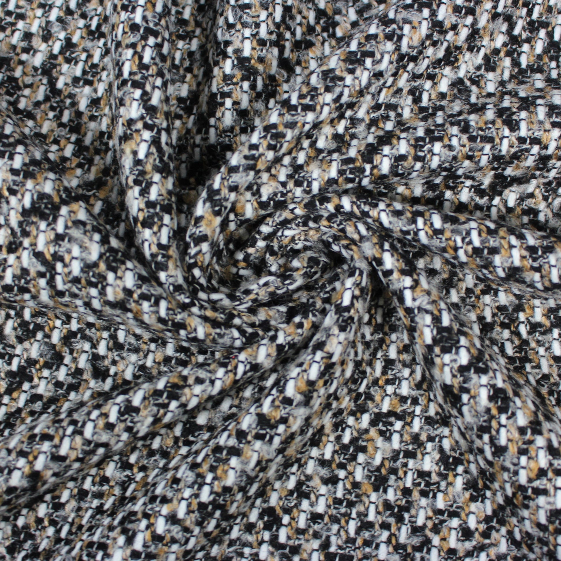 Coupon de 1,5 mètre - tweed de laine - beige noir et blanc - photo 1/5 | So Tissus